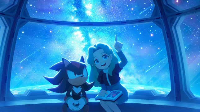 Shadow and Maria look at the stars.